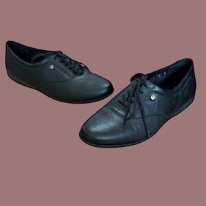 🖤 EASY SPIRIT! MOTION! BLACK LEATHER LACE-UP OXFORD SNEAKERS! EXTREME COMFORT!